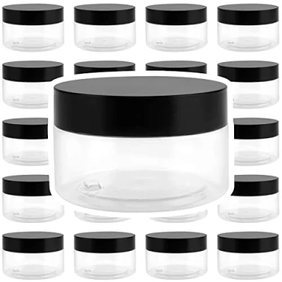 Immagine di JOIKIT Confezione da 24 barattoli in plastica trasparente 100 ml con coperchio, a bocca larga, per fai te, artigianato, perline, spezie, noci