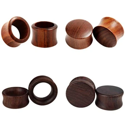 Immagine di TBOSEN Set di 4 paia dilatatori in legno, per lobo, gioielli, 1/2&quot;(12mm), Legno