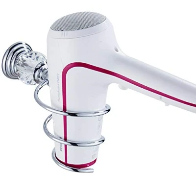 Immagine di WOMAO Silver Porta asciugacapelli con cristallo, bagno in lega di zinco massiccio da costruzione Modern Style finitura cromata