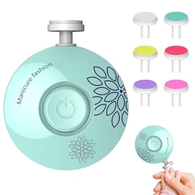 Immagine di zoerbufan Tagliaunghie Neonato,Lima unghie per Bambini,6 in 1 Lima elettrica bambini,Tagliaunghie Bambini, con Testine Abrasive Intercambiabili(Verde)