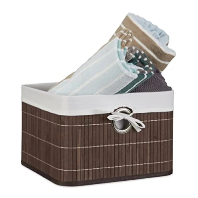 Immagine di Relaxdays Cestino in Bambù per Scaffale Disponibile Vari Colori con le Seguenti Misure: H X B T: 20 31 cm, Colore Marrone