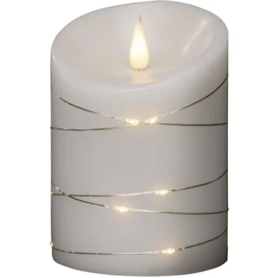 Immagine di Konstsmide 1844 190 LED con candela di cera Bianco caldo (Ø x A) 100 mm 140 effetto 3D, interruttore
