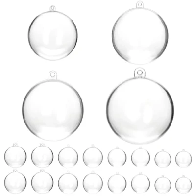 Immagine di QWORK® 20 Pezzi Palline Di Plastica Trasparenti, Ø 5 cm, Ø6 Ø7 Ø8 Natale, Riutilizzabile Palla Trasparente