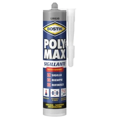 Immagine di Bostik Poly Max sigillante Grigio universale permanentemente elastico e verniciabile, non ritira resite alla muffa