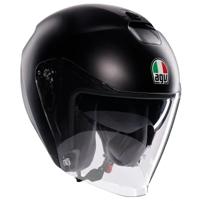 Immagine di AGV IRIDES E2206, Casco Moto JetUnisex, Open Face con Visiera Antigraffio e Protezione UV, Matt Black, L