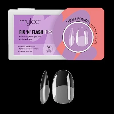 Immagine di Mylee Fix &amp; Flash Soft Gel Tips [Arrotondate Corte] Copertura Totale, Morbido, Estensioni per Unghie in Gel, Flessibili e Resistenti, 12 Misure, 552 Pezzi, Adatte a Tutte le
