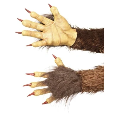 Immagine di SMIFFYS Guanti da bestia/Krampus, marrone, in lattice, con pelliccia