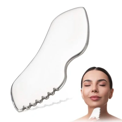 Immagine di Gua Sha Viso,Guasha Viso,Gua in Acciaio Inossidabile per Strumento di Massaggio,Gua Viso Strumenti Facciali,Gua Massaggio Raschietto Guasha Viso,Collo E Corpo