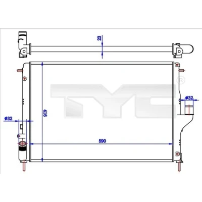Immagine di TYC 728 0056 R Radiatore motore 590 416 23 Alette di raffreddamento montate meccanicamente DACIA: Sandero I, Logan I MCV, Duster SUV