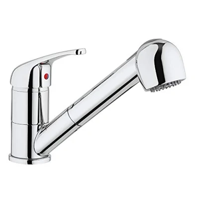 Immagine di Paini Rubinetto Miscelatore Monocomando Cucina, Lavello, Cromato, Leva superiore Bocca bassa con Doccetta Estraibile 2 getti e cumulatore