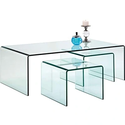Immagine di Kare Design Tavolini d`appoggio Clear Club (3/Set), trasparente, grande: 36x90x50cm, 2x piccoli: 32x40x36cm, Vari Stili Moderno/Scandinavo/Minmalista