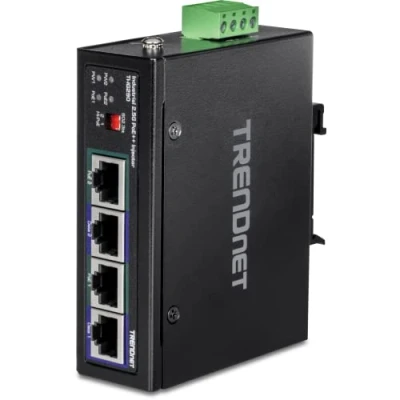 Immagine di TRENDnet Iniettore industriale PoE++ 2.5G a 2 porte da 95 W, supporta PoE IEEE 802.3af, PoE+ 802.3at e 802.3bt, non compatibile con dispositivi passivi, nero, TI IG290
