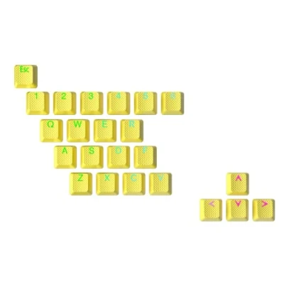 Immagine di Ranked Set di 23 Tasti in ​​Gomma Double Shot Traslucido Profilo OEM per Tastiere da Gioco Meccaniche(Giallo, Tasti)