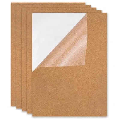 Immagine di 5 pannelli di sughero autoadesivi rettangolari in sughero, autoadesivi, 1 mm spessore, per la parete e il pavimento, sottobicchieri, decorazione 21 x 30 cm