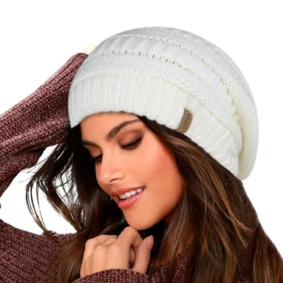 Immagine di FURTALK Knit Beanie Hat per Donna Linea in Pile Sci Skull cap Slouchy Cappelli Invernali