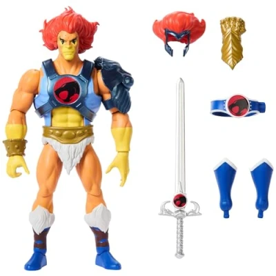 Immagine di ​Masters of the Universe Origins x ThunderCats Lion O, action figure snodabile crossover anni &#039;80, con armatura rimovibile, accessori e mini fumetto, giocattolo per bambini, 6+ anni, JFW93