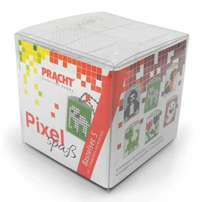 Immagine di Pracht Creatives Hobby Pixel P90012 63501 Divertente Set 5 per Bambini, Semplice Sistema a innesto con Piccole Pietre in bioplastica Creare 6 Portachiavi (medaglioni), Senza Stirare e incollare