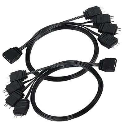 Immagine di CERRXIAN 2 cavi splitter ARGB da 5 V, 1 femmina a 4 porte maschio 3 pin HUB cavo di prolunga per strisce LED ARGB, ventilatori ecc