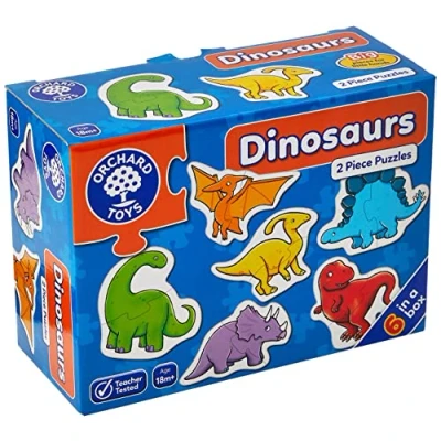 Immagine di Orchard Toys Dinosaurs Jigsaw Puzzles, Six Educational Puzzles in a box, 2 Piece For Toddlers Ages 18mths +, Develops Hand Eye Coordination