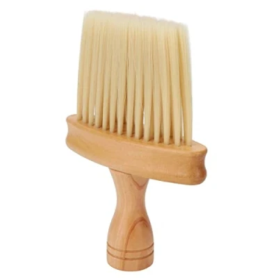 Immagine di Spazzole per Capelli Strumento Parrucchiere, Setole in Nylon Taglio di Spolverino Collo con Manico Legno, Barbiere e Uso Domestico la Pulizia del Viso