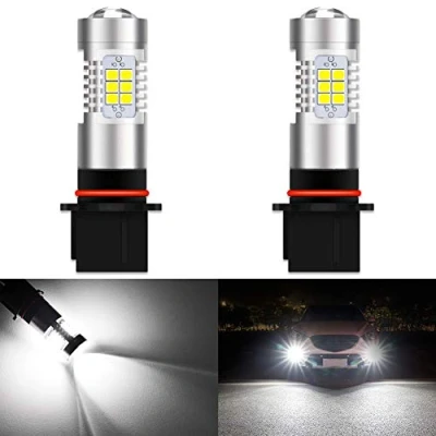 Immagine di KATUR P13W Lampadine fendinebbia a LED Max 80W 2000 Lumen 6500K Xenon Bianco con proiettore per Guida luci di Marcia Diurna DRL o fendinebbia, 12V 24V (Confezione da 2)