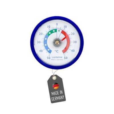 Immagine di Lantelme Termometro per frigorifero, autoadesivo, temperatura + 50 C, analogico, colore blu, congelatore, vano bimetallico analogico (blu)