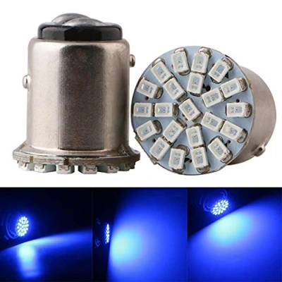 Immagine di Qasim 10x LED 1157 BAY15D PY21W Lampadina 24V Universale per Camper RV Barche Luce di Parcheggio Luci Targa Indicatore Direzione Lettura Cupola Blu