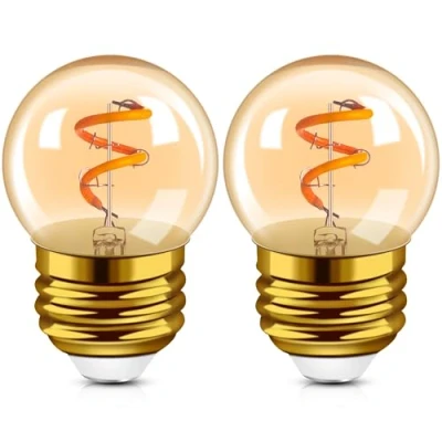Immagine di Hcnew G40 E27 LED Retro Lampadina a filamento Edison Mini Globe 1W spirale in vetro ambra 220V per Luci da esterno, caffè,Super Warm Confezione 2200K 2