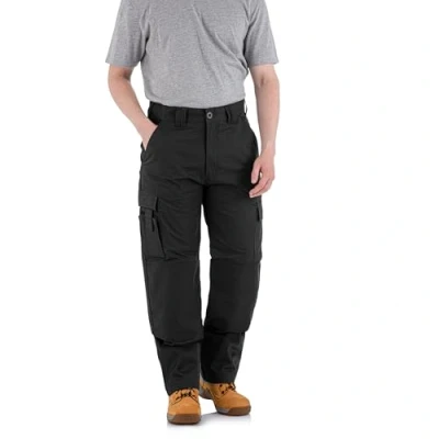 Immagine di WrightFits Pantaloni cargo da combattimento di sicurezza con tasche e ginocchiere a tripla cucitura per uomo 40W / 31L Nero
