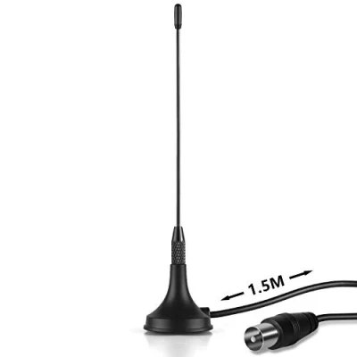 Immagine di Antenna TV Interna per Digitale Terrestre August DTA180 HDTV Portabile DTT DVB T/DVB T2, Support VHF UHF FM DAB Radio Base Magnetica
