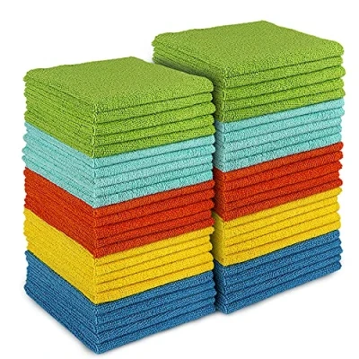 Immagine di AIDEA Panni per la Pulizia in Microfibra Confezione da 50, Strofinacci senza Pelucchi e Strisce, Asciugamano Riutilizzabile Lavabile Casa, Cucina, Auto, Vetri, Pavimenti 30cm x