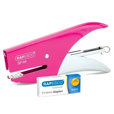 Immagine di Rapesco 1382 SP 64 Cucitrice a Pinza e 1000 Punti Tipo 21/4 mm, Capacità 12 Fogli, Fucsia