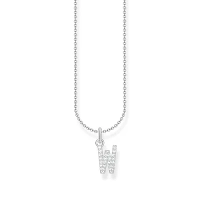 Immagine di Thomas Sabo Collana con lettera W, in argento Sterling 925 zirconi, Argento, KE2262 051 14
