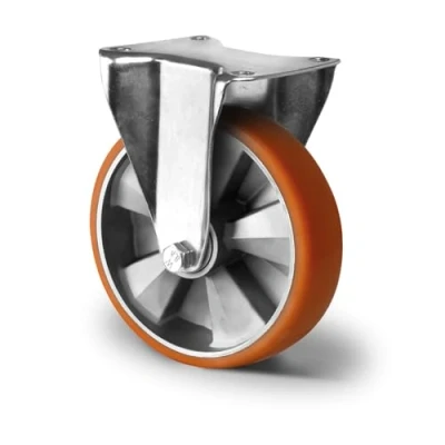Immagine di Abrollwerk Rotella Fissa Per Carichi Pesanti 200 Mm Cerchio in Alluminio Poliuretano Diametro Mm, Doppio Cuscinetto a Sfera Carico Singolo 800 Kg (Marrone/Argento)(ruota fissa)