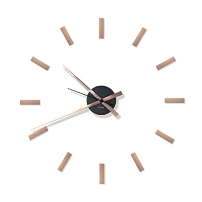 Immagine di Fisura Orologio da parete 3D DIY rame e nero. grande adesivo. Non tic tac. metallo ABS Aghi 9 x 31 numeri 8,5 centimetri.