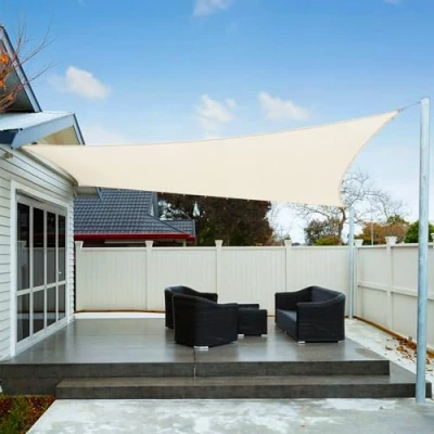 Immagine di AXT SHADE Tenda a Vela Ombreggiante Impermeabile Quadrata 4x4m da Sole Parasole e Protezione Raggi UV per Esterno Terrazza Giardino Crema
