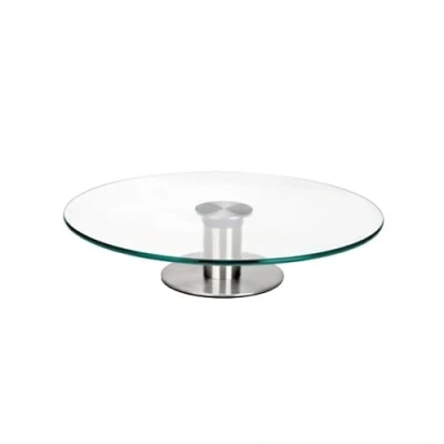 Immagine di IBILI Alzata girevole per torte in acciaio inox e vetro, 30 x 5 cm, colore: argento/trasparente