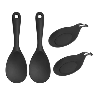 Immagine di cucchiaio da riso in 2 pezzi con cucchiai di riso, anti scottatura silicone, antiaderente, mescolare per padella, cucina multiuso