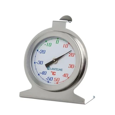 Immagine di Lantelme termometro da frigorifero per congelatore, in acciaio inox, 50 C a C, analogico compatto un controllo preciso della temperatura, posizionare o appendere