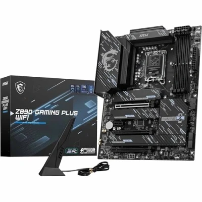 Immagine di Scheda madre Z890 GAMING PLUS WIFI, ATX Supporta processori Intel Core Ultra (Serie 2), LGA 1851 DDR5 Memory Boost 9200+MT/s OC, 1 x PCIe 5.0 x16, M.2 Gen5, Killer 5G LAN, Wi Fi 7