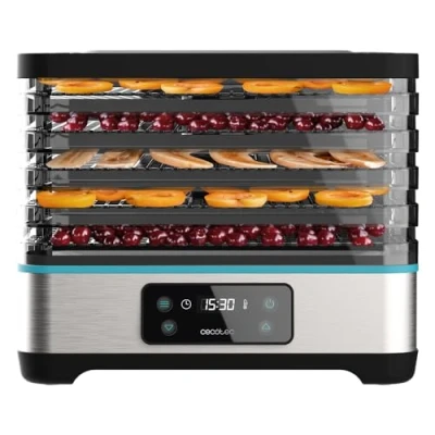 Immagine di Cecotec Deidratatore alimentare VitaDry Pro. 300 W, disidratatore per frutta con 5 vassoi regolabile in altezza, display digitale, timer 30 min a 48 ore, temperatura 35 70, inox