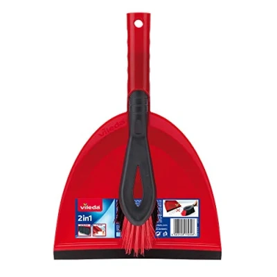 Immagine di Vileda Set 2 in 1 Formato da Scopa e Paletta, Colore Rosso