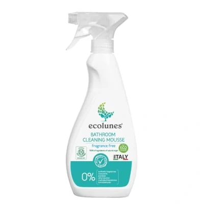 Immagine di Ecolunes mousse detergente per il bagno, senza profumo 100% di ingredienti origine naturale, non provoca allergie, realizzato con detergenti a base vegetale, dermatologicamente testato, 500 ml