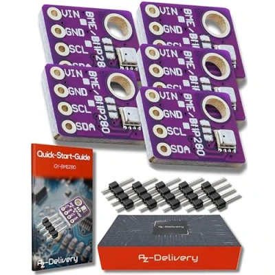 Immagine di AZDelivery 5 x GY BME280 Sensore Pressione Barometrica compatibile con Arduino E Raspberry Pi incluso un Book!
