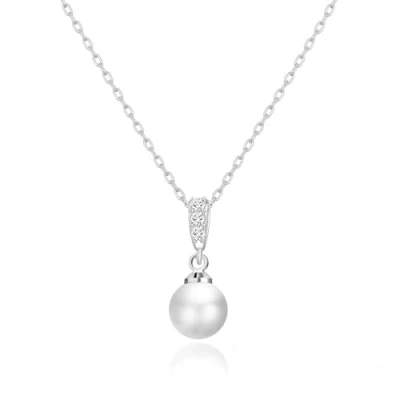 Immagine di Philip Jones Collana a Goccia di Perle Placcate in Argento Creata con Cristalli Zircondia®