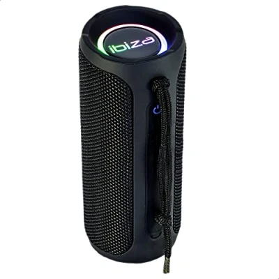 Immagine di Ibiza BULLET20 Diffusore portatile Bluetooth a 360 da 20W, alimentato batteria con anelli luminosi LED e funzione TWS Nero
