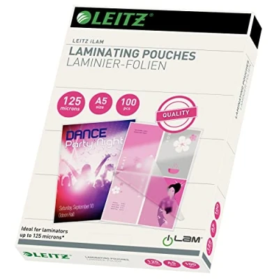 Immagine di Leitz Cf100Pouches, Formato A5, 2 x 75 Micron, Transparente (Standard)