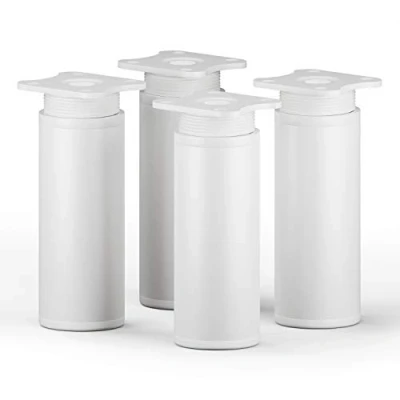 Immagine di sossai® Gambe per mobili MFR1 set di 4 regolabili in altezza Altezza: 100 mm (+20mm) Design: Bianca Forma rotonda: 40 x Viti inclusi