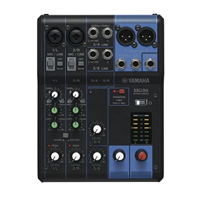 Immagine di Yamaha MG06 Mixer Audio Console di Mixaggio Compatta con 6 Canali d&#039;Ingresso e Preamplificatori Microfonici D PRE