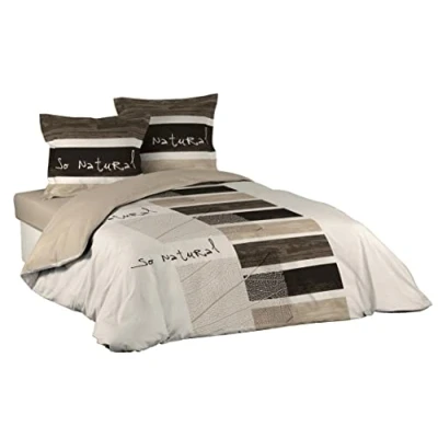 Immagine di Douceur D&#039;Intérieur So Natural Set con copripiumino e 2 federe, cotone, stampa, 240 X 220 cm